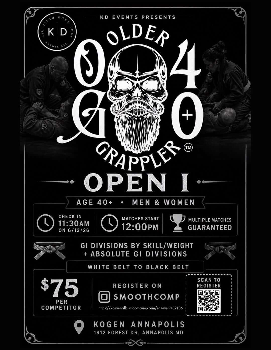 Read more about the article Older Grappler: Open One, 40+ at Kogen Dojo in Annapolis, MD on June 13th, 2026